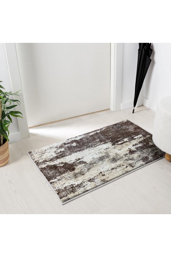 Modern Abstract Brown 2x3 Area Rug, Stain Resistant Carpet