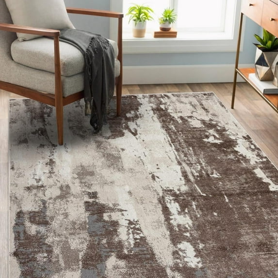 Luxe Weavers Modern Abstract Brown 9x12 Area Rug, Stain Resistant Carpet