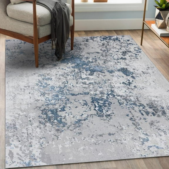 Luxe Weavers Modern Abstract Design Blue 2x3 Area Rug for Bedroom or Living Room