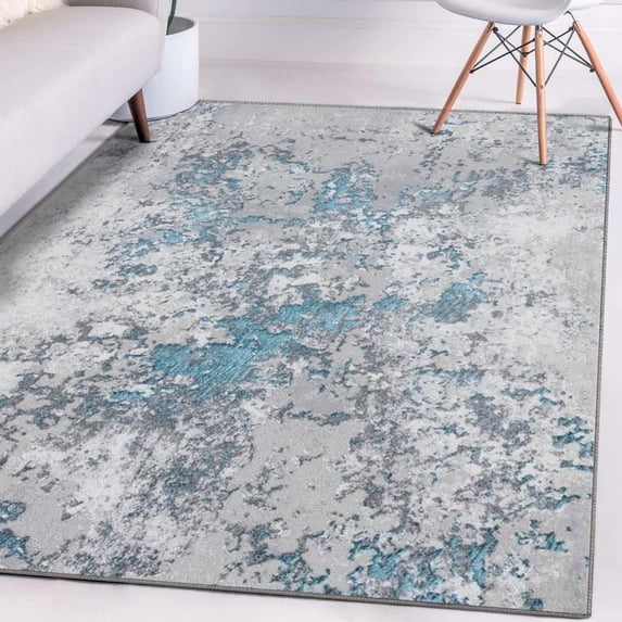 Luxe Weavers Modern Abstract Design Turquoise 8x10 Area Rug for Bedroom or Living Room