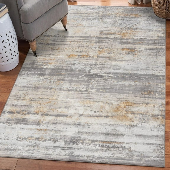 Luxe Weavers Modern Abstract Gold 5x7 Modern Area Rug, Stain-Resistant Carpet