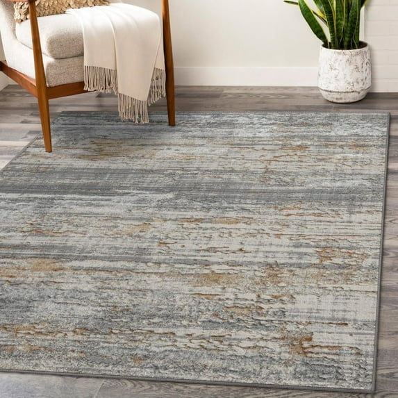 Luxe Weavers Modern Abstract Gold 9x12 Modern Area Rug, Stain-Resistant Carpet