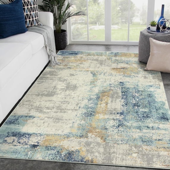 Luxe Weavers Modern Abstract Indoor Silver 5x7 Area Rug, Stain-Resistant Carpet