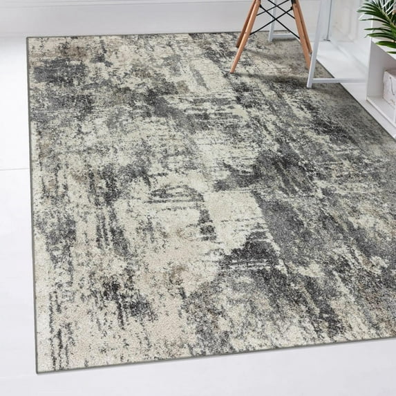 Luxe Weavers Modern Abstract Ivory 8x10 Area Rug, Contemporary Stain Resistant Carpet