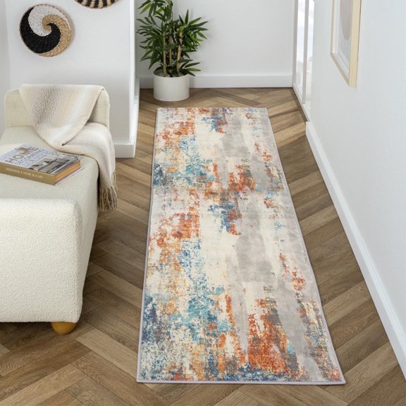 Luxe Weavers Modern Abstract Multi 2x7 Area Rug, Stain Resistant Carpet