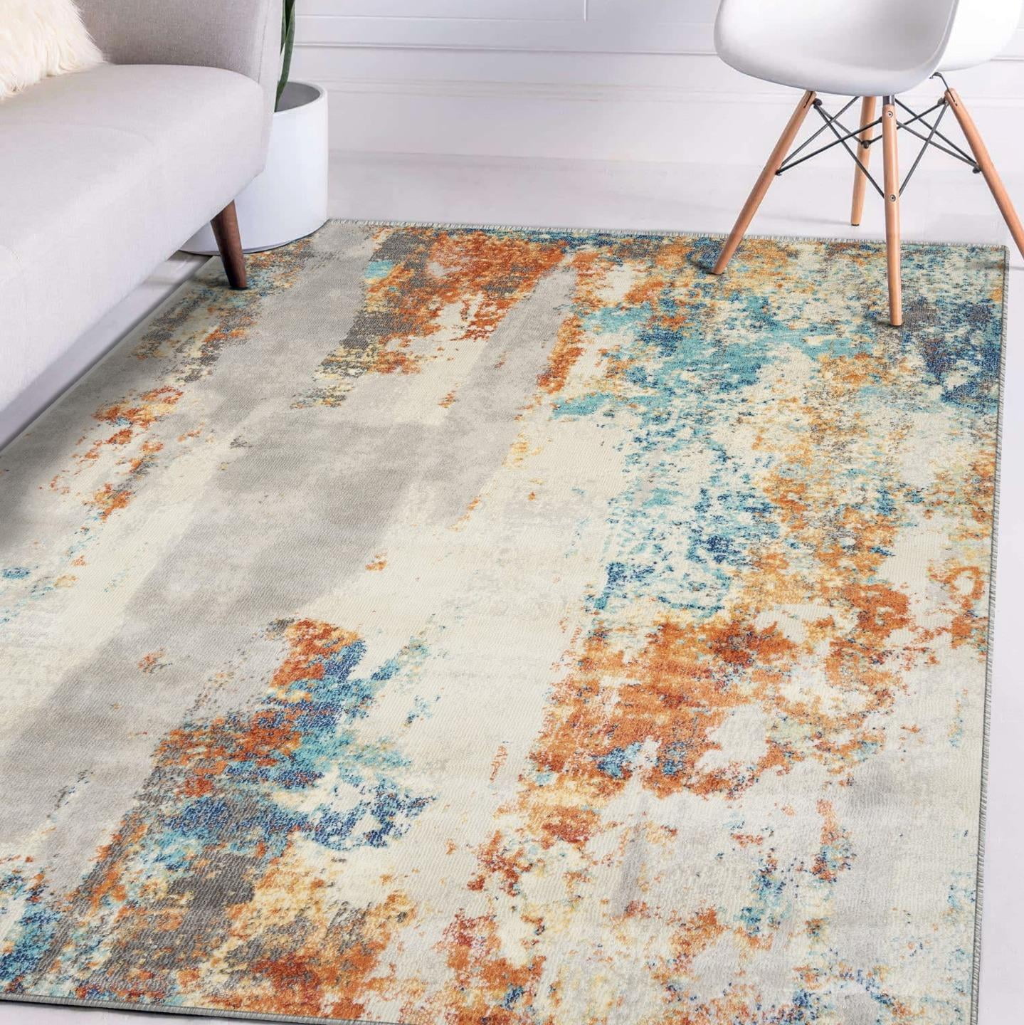 Luxe Weavers Modern Abstract Multi 4x5 Area Rug, Stain Resistant Carpet ...