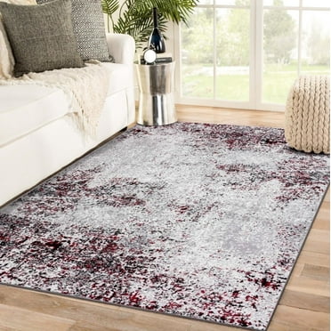Luxe Weavers Modern Abstract Red 5x7 Area Rug for Living Room