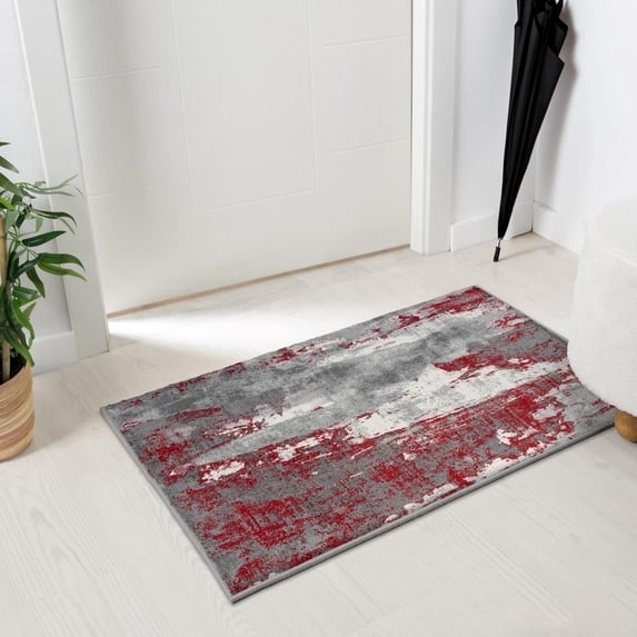 Luxe Weavers Modern Abstract Red Gray 2x3 Area Rug, Stain Resistant Carpet