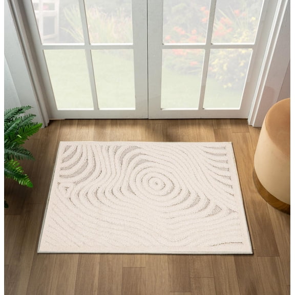 Luxe Weavers Modern Abstract Swirl Cream 2x3 Hallway Area Rug