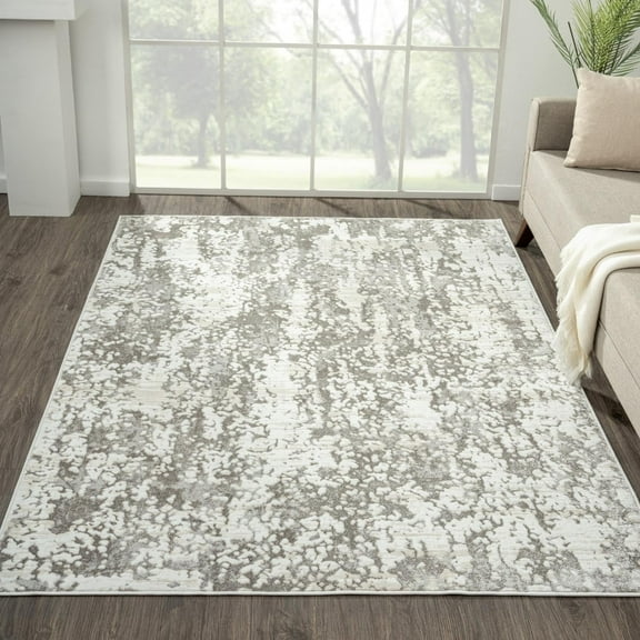 Luxe Weavers Modern Abstract Textured Gray 4x5 Area Rug, Plush Living Room Carpet