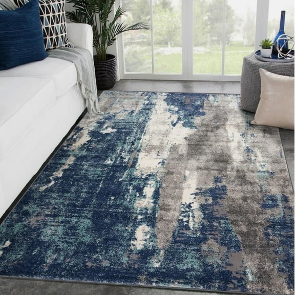Luxe Weavers Modern Area Rug Abstract Pattern - Dark Blue, Light Blue / 6 x 9