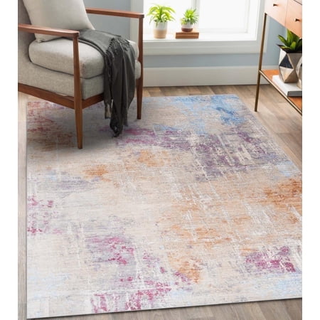 Luxe Weavers Modern Artistic Pastel Multicolor 4x5 Area Rug for Living Room and Bedroom