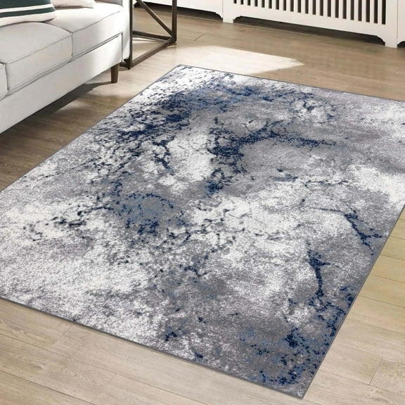 Luxe Weavers Modern Blue 5x7 Abstract Area Rug, Stain Resistant Gray Carpet