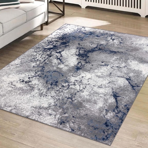 Luxe Weavers Modern Blue 8x10 Abstract Area Rug, Stain Resistant Gray Carpet