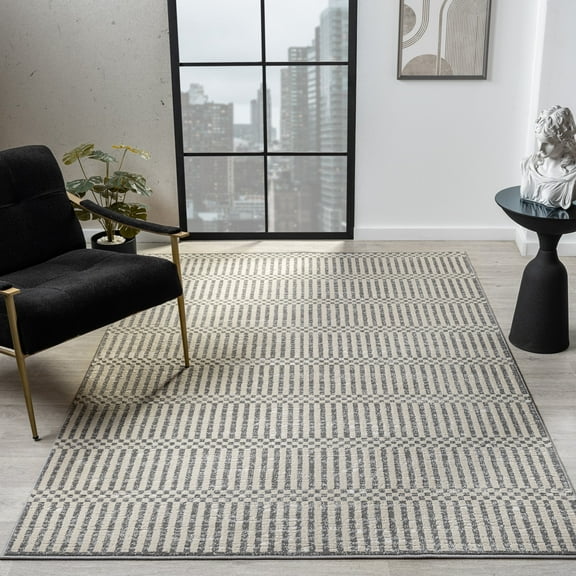 Luxe Weavers Modern Checkered Geometric Charcoal 8x10 Area Rug, Indoor Carpet