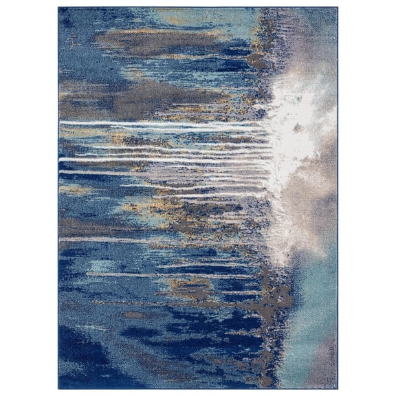Luxe Weavers Modern Coastal Blue 8x10 Abstract Area Rug Machine-Woven Carpet