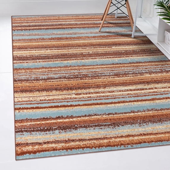 Luxe Weavers Modern Colorful Striped Multicolor 5x7 Area Rug Geometric Carpet