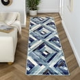 thumbnail image 1 of Luxe Weavers Modern Farmhouse Geometric Blue 2x7 Area Rug, Rustic Wood Carpet, 1 of 7