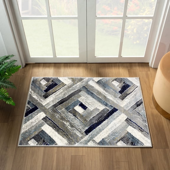 Luxe Weavers Modern Farmhouse Geometric Gray 2x3 Area Rug, Rustic Wood Carpet
