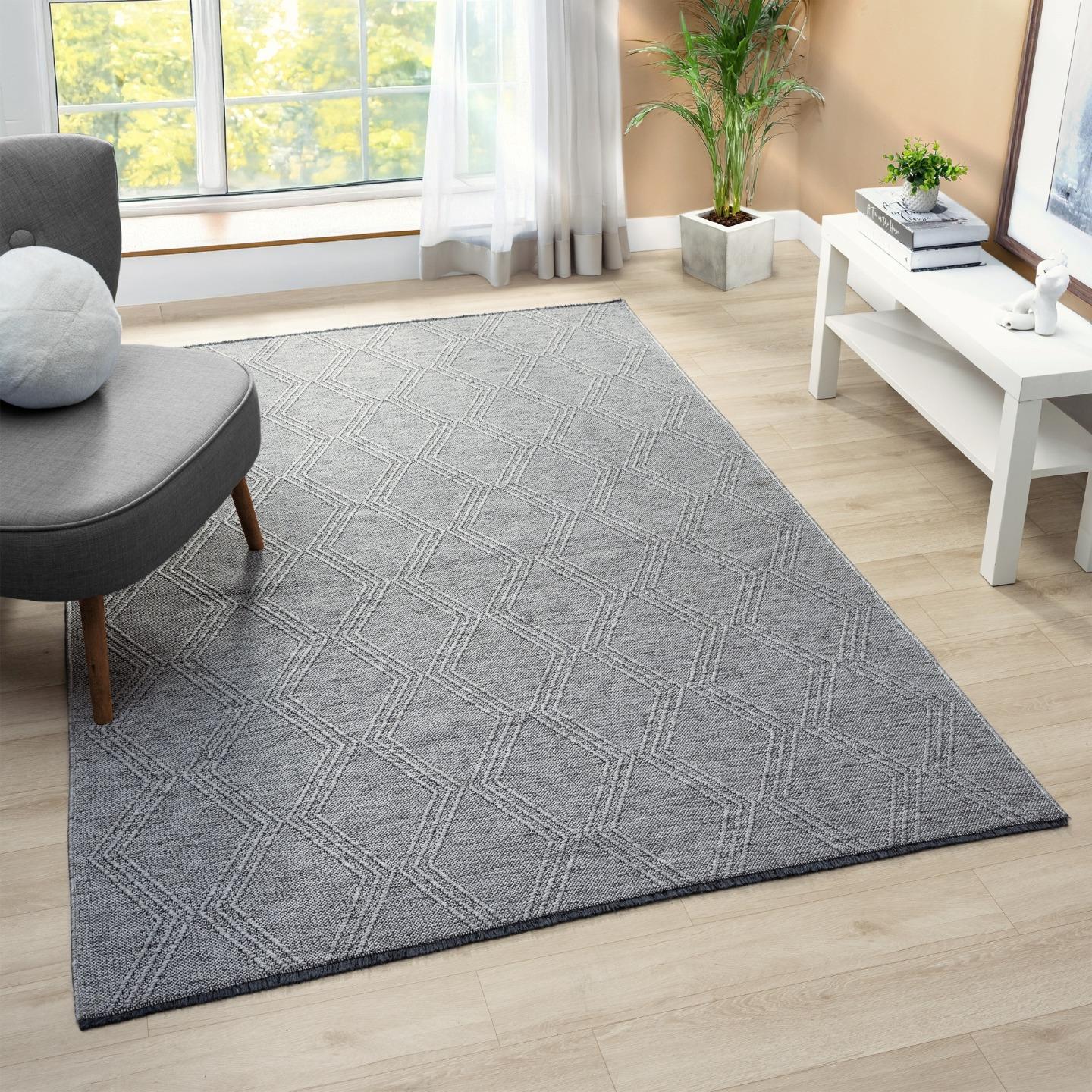 Luxe Weavers Modern Farmhouse Gray 6x9 Washable Area Rug, Anti-Slip Diamond Pattern Carpet