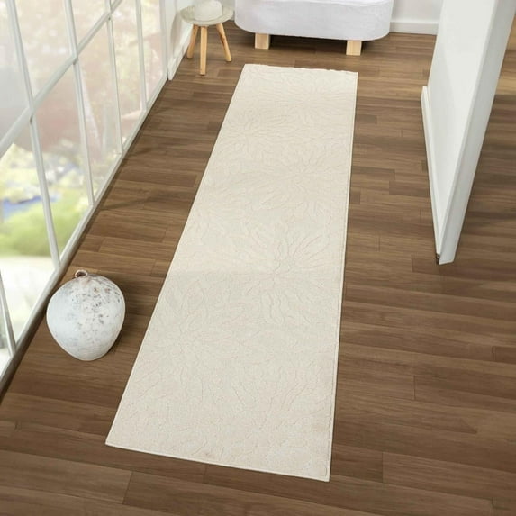 Luxe Weavers Modern Floral Print Cream 2x8 Area Rug