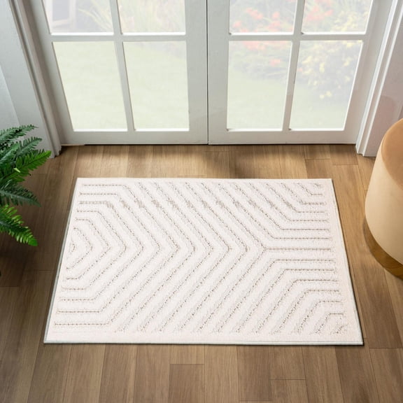 Luxe Weavers Modern Geometric Cream 2x3 Area Rug Neutral Carpet