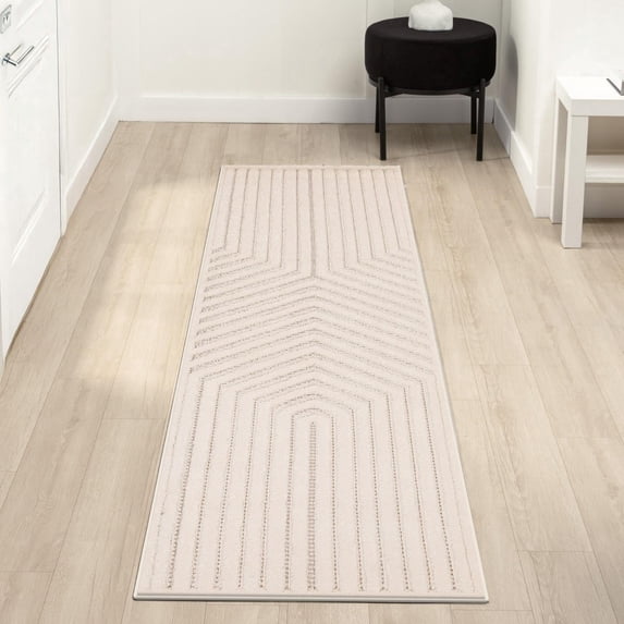 Luxe Weavers Modern Geometric Cream 2x8 Area Rug Neutral Carpet