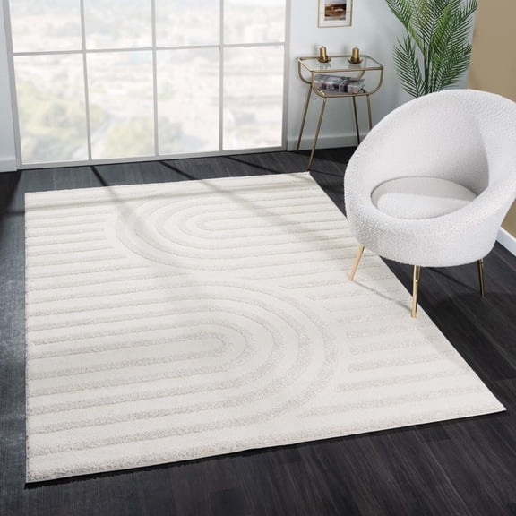 Luxe Weavers Modern Geometric Cream 5x7 Area Rug for Living Room
