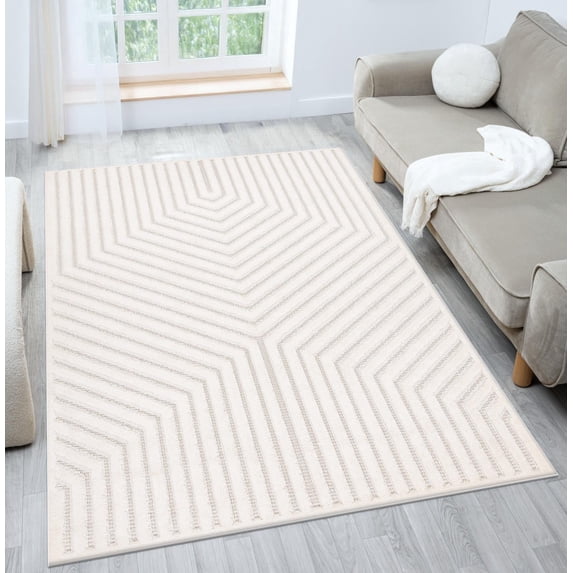 Luxe Weavers Modern Geometric Cream 6x9 Area Rug Neutral Carpet