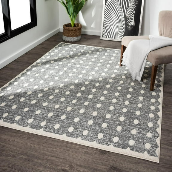 Luxe Weavers Modern Geometric Dots Anthracite 5x7 Area Rug, Non-Fade Carpet