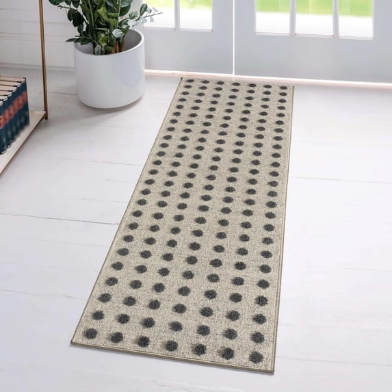 Luxe Weavers Modern Geometric Dots Cream 2x8 Area Rug, Non-Fade Carpet