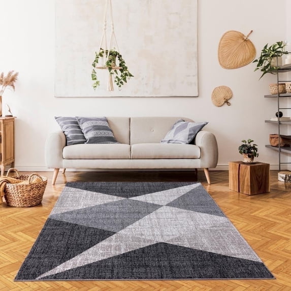 Luxe Weavers Modern Geometric Gray 8x10 Area Rug, Stain-Resistant Carpet