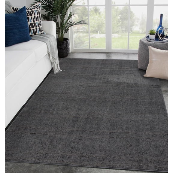 Luxe Weavers Modern Geometric Lines Charcoal 5x7 Area Rug