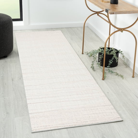 Luxe Weavers Modern Geometric Lines Ivory 2x7 Indoor Hallway Runner Rug