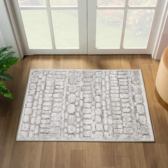Luxe Weavers Modern Geometric Shapes Mushroom 2x3 Area Rug