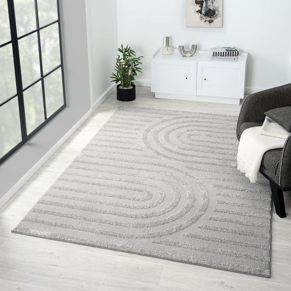 Luxe Weavers Modern Geometric Silver 4x5 Area Rug for Living Room