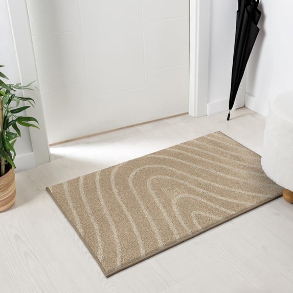 Luxe Weavers Modern Geometric Wave Beige 2x3 Area Rug, Stain Resistant Carpet
