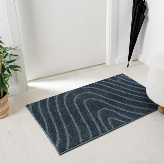 Luxe Weavers Modern Geometric Wave Blue 2x3 Area Rug, Stain Resistant Carpet