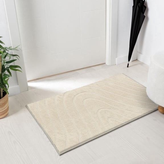 Luxe Weavers Modern Geometric Wave Cream 2x3 Area Rug, Stain Resistant Carpet