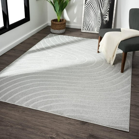 Luxe Weavers Modern Geometric Wave Gray 4x6 Area Rug, Stain Resistant Carpet