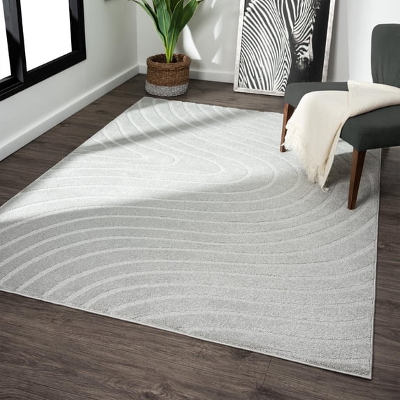 Luxe Weavers Modern Geometric Wave Gray 8x10 Area Rug, Stain Resistant Carpet