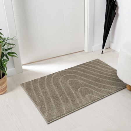 Luxe Weavers Modern Geometric Wave Taupe 2x3 Area Rug, Stain Resistant Carpet