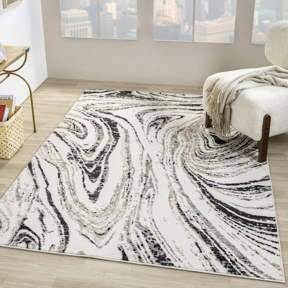 Luxe Weavers Modern Marble High Low Gray 5x7 Indoor Area Rug Abstract Living Room Carpet