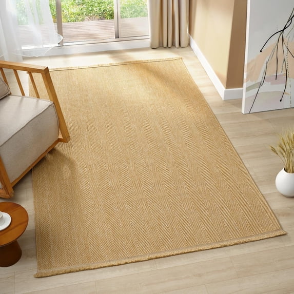 Luxe Weavers Modern Farmhouse Jute 6x9 Area Rug Zigzag Pattern Carpet