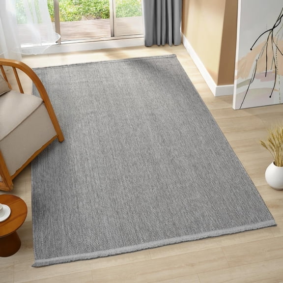 Luxe Weavers Modern Farmhouse Gray 5x7 Area Rug Zigzag Pattern Carpet