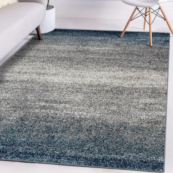 Luxe Weavers Modern Ombre Area Rug Blue 4x5 Stain-Resistant Abstract Carpet