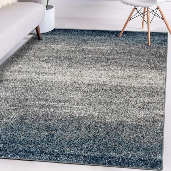 Luxe Weavers Modern Ombre Area Rug Blue 5x7 Stain-Resistant Abstract Carpet