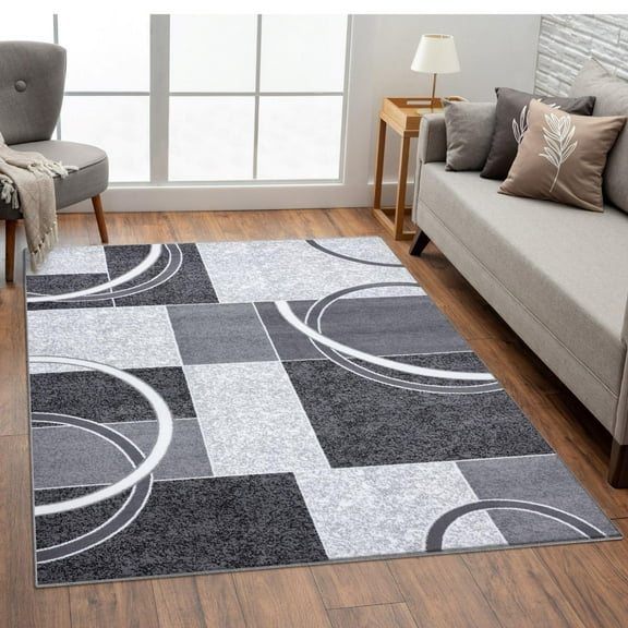 Luxe Weavers Modern Scandinavian Geometric Abstract Gray 8x10 Area Rug