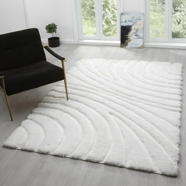 Luxe Weavers Modern Shag Geometric Cream 5x7 Area Rug, Indoor Carpet