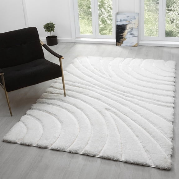 Luxe Weavers Modern Shag Geometric Cream 8x10 Area Rug, Indoor Carpet